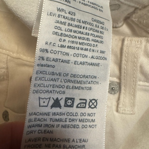LEVI'S MID RISE CUFFED SLIM White Distressed Women’s Denim Jeans SZ 2 Waist 26 - Picture 15 of 17
